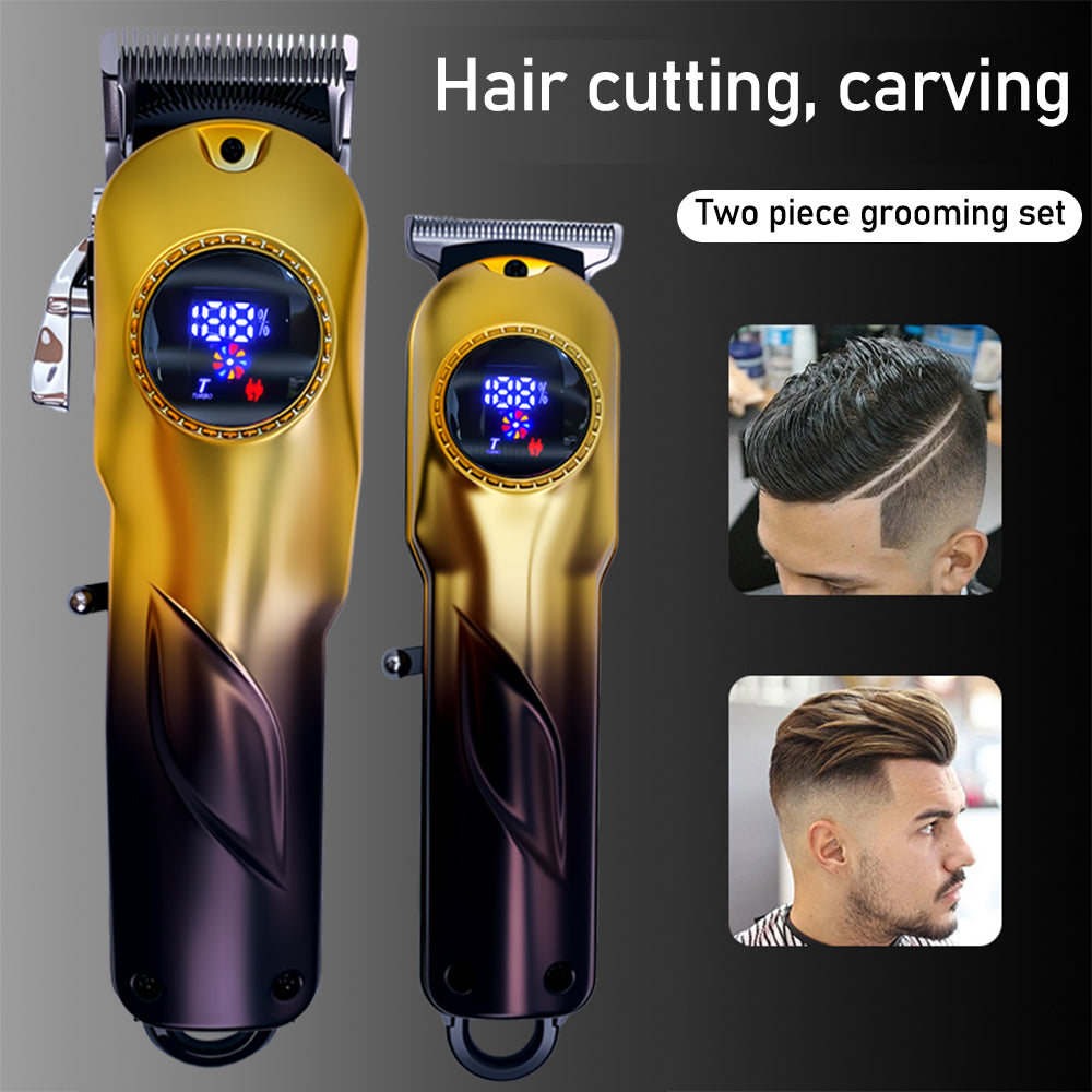 LARGNER 4-in-1 Turbo Cordless Hair Clipper & Electric Grooming Kit, Zero Gapped Beard Trimmer, Foil Shaver, Nose Trimmer, Smart LCD, Gifts for Men