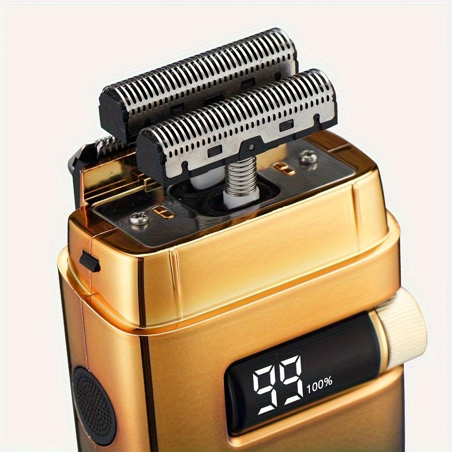 Bald Shaver for Men Shavers for Men 2 in1 Barber Shaver with Precision Trimmer 3-Speed Electric Razor with LED Digital Display Stainless Steel (Gold)