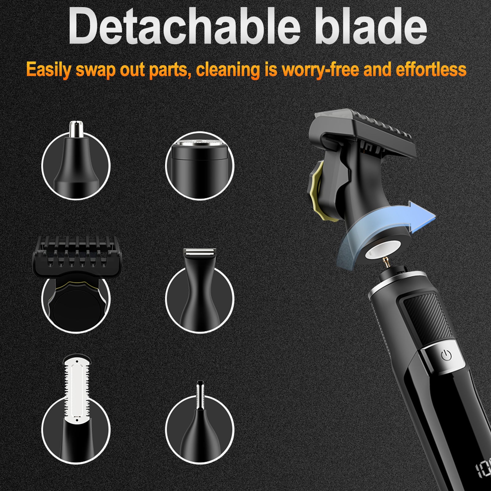 LARGNER Professional All-in-One Grooming Kit – Multi-Functional Electric Trimmer with LED Display and Versatile Attachments
