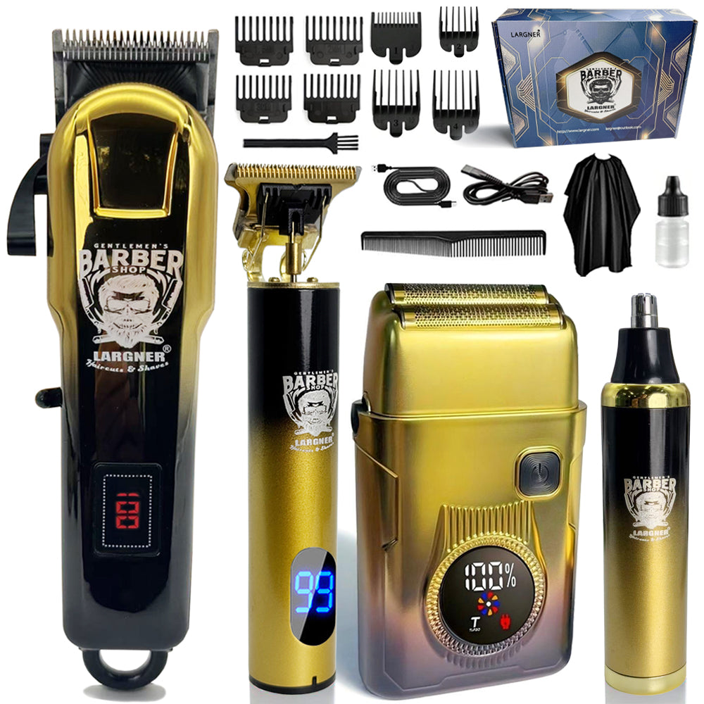 4 in 1 Professional Men's Hair Clipper Set, Shaver and Men's Facial Grooming Tool, Rechargeable Hair Clipper Kit and Trimmer, Cordless Electric Beard and Nose Hair Trimmer