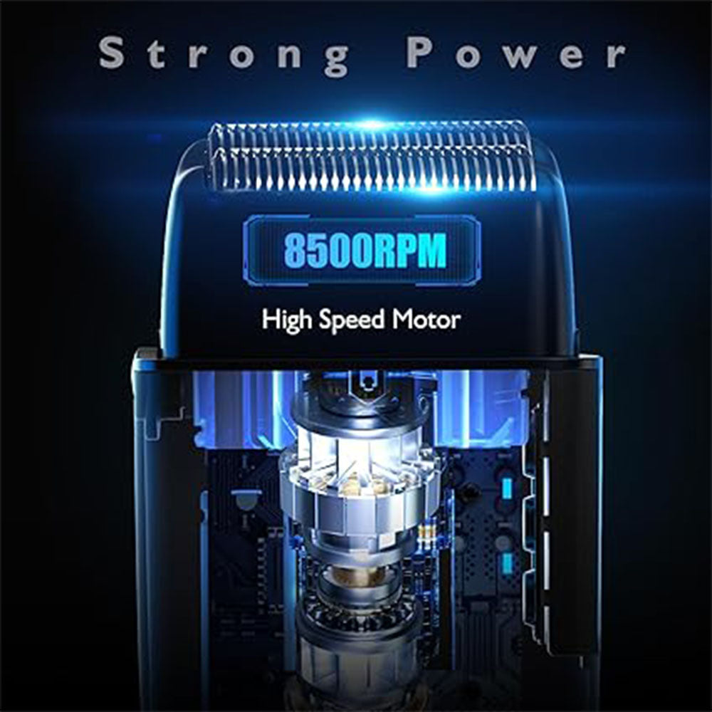 LARGNER Professional Foil Shaver – Cordless Electric Barber Shaver with Metallic Finish, LED Power Display, and Protective Cap