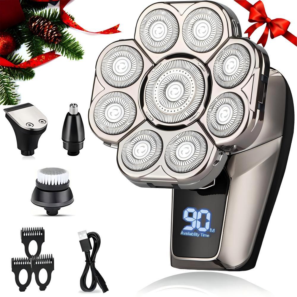 9D Head Shavers for Bald Men, 6-in-1 Electric Razor, Waterproof Wet/Dry, Cordless Rechargeable, LED Display