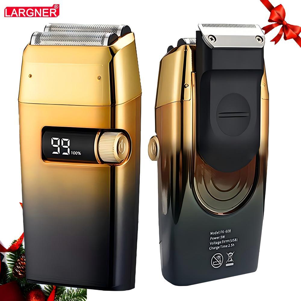 Bald Shaver for Men Shavers for Men 2 in1 Barber Shaver with Precision Trimmer 3-Speed Electric Razor with LED Digital Display Stainless Steel (Gold)