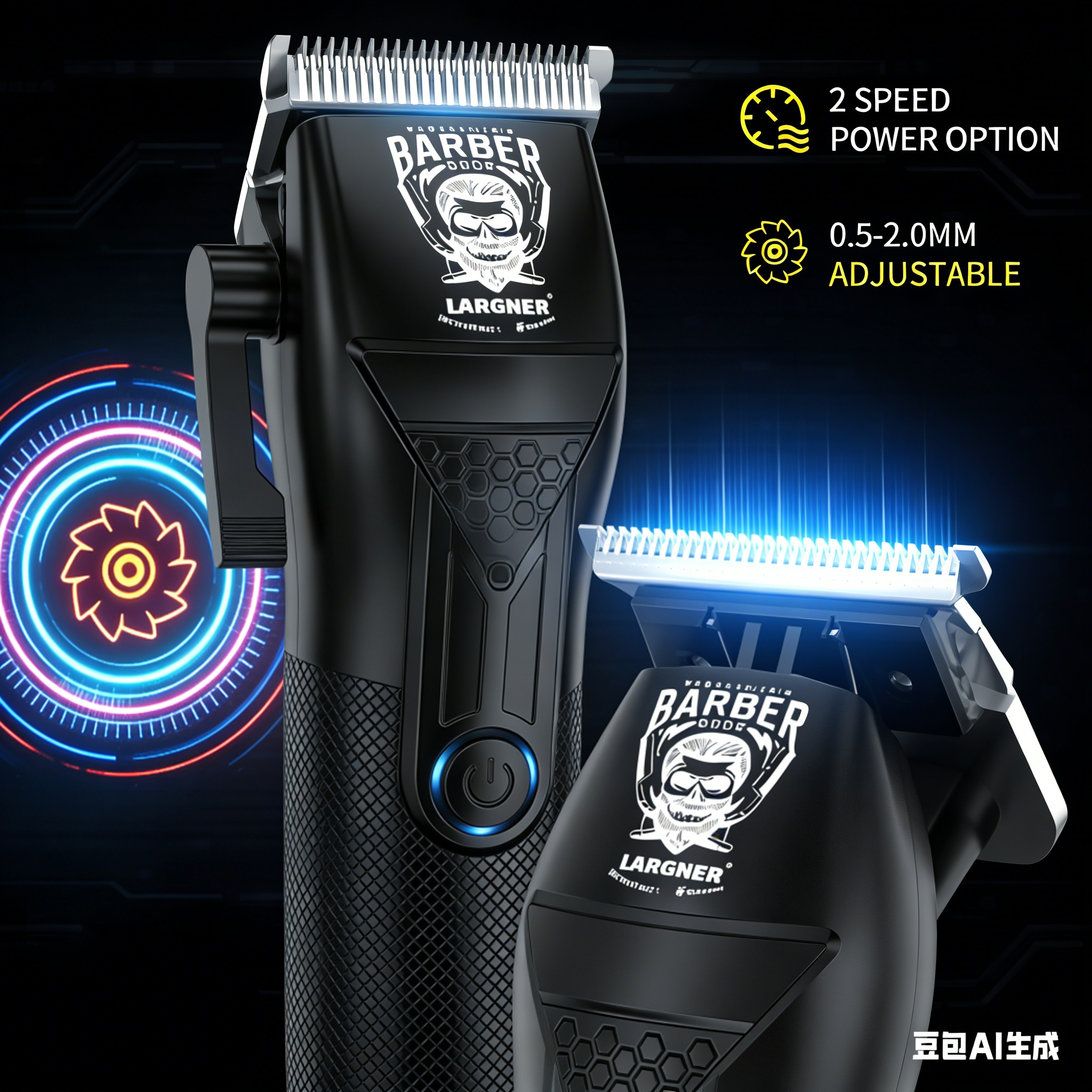 LARGNER Professional 3-in-1 Grooming Set – Cordless Hair Clipper, T-Blade Trimmer, and Foil Shaver Kit with Digital LED Display