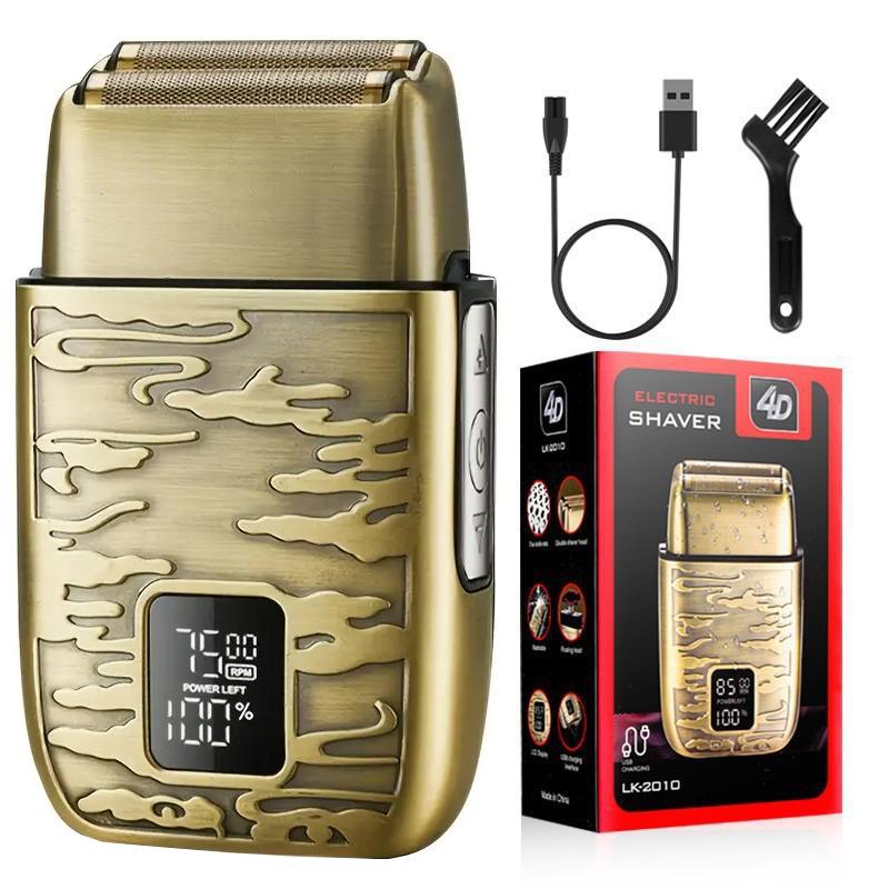 Electric Razor for Men - Face and Beard Shaver With 3 Adjustable Speeds, Rechargeable Waterproof Foil Shaver, LED Display, Close Shave Trimmer for Face/Beard/Head (Yellow)