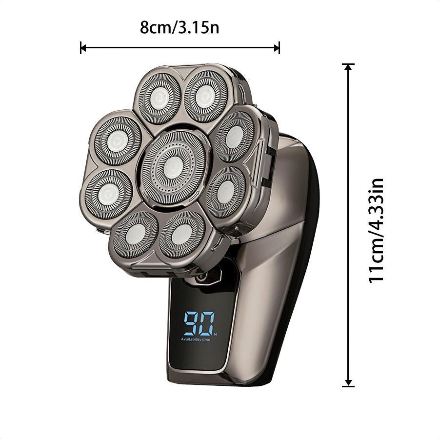 9D Head Shavers for Bald Men, 6-in-1 Electric Razor, Waterproof Wet/Dry, Cordless Rechargeable, LED Display