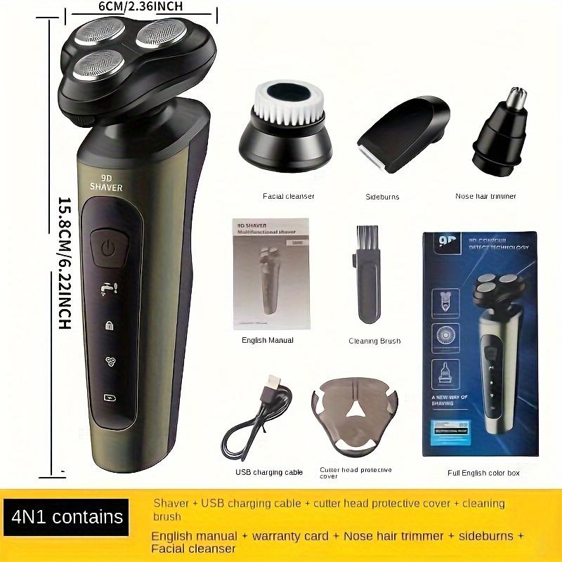 4-in-1 Electric Beard Trimmer for Men, Low Noise, 60 Min Battery, Washable Cutter Head, USB Charging - Perfect for Grooming Facial Hair, Nose - Includes Sideburn Trimmer Nose Hair Trimmer
