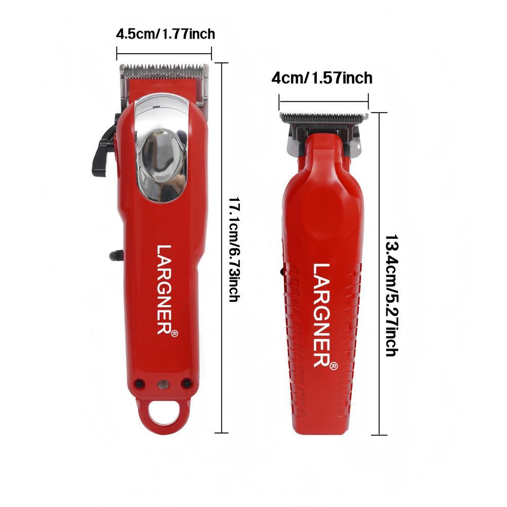3-in-1 Barber Bundle | Pro Clipper, DLC T-Shaper Trimmer & Crunch Foil Shaver | Professional Beard Trimmer Men’s Hair Clipper Kit | Red