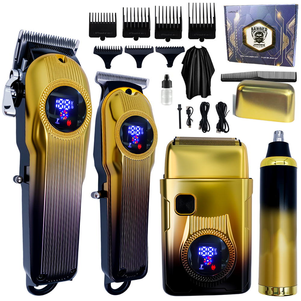 4 in 1 Professional Men's Hair Clipper Set, Shaver and Men's Facial Grooming Tool, Rechargeable Hair Clipper Kit and Trimmer, Cordless Electric Beard and Nose Hair Trimmer