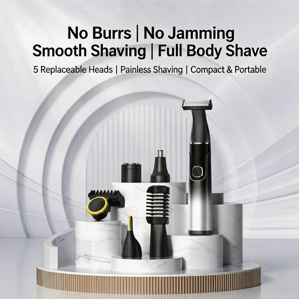 Professional Grooming Kit – All-in-One Cordless Electric Trimmer, Nose Hair Clipper, and Precision Shaver Set with USB Fast Charging