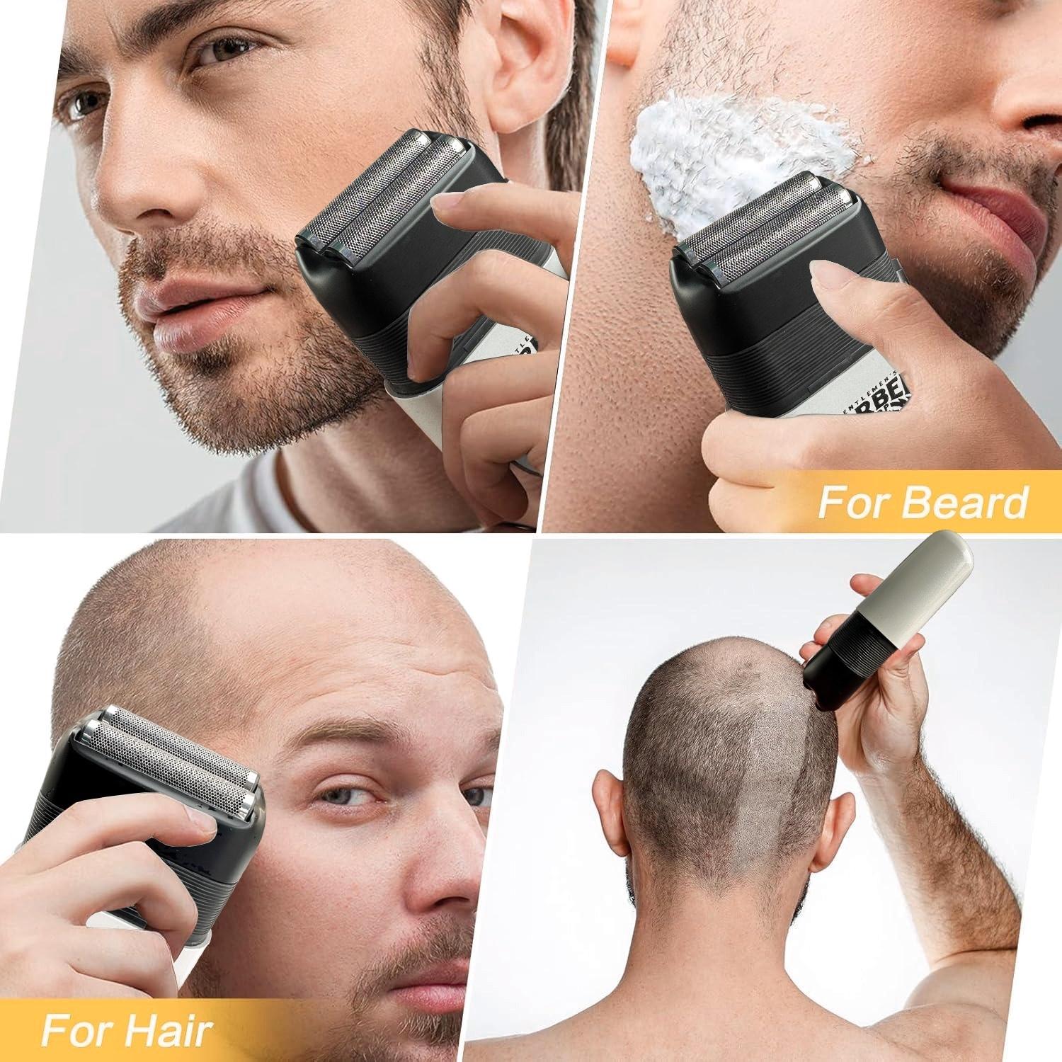 Retro Electric Razors for Men with Beard Trimmer, Rechargeable Mens Gold Foil Shavers, Strong Power