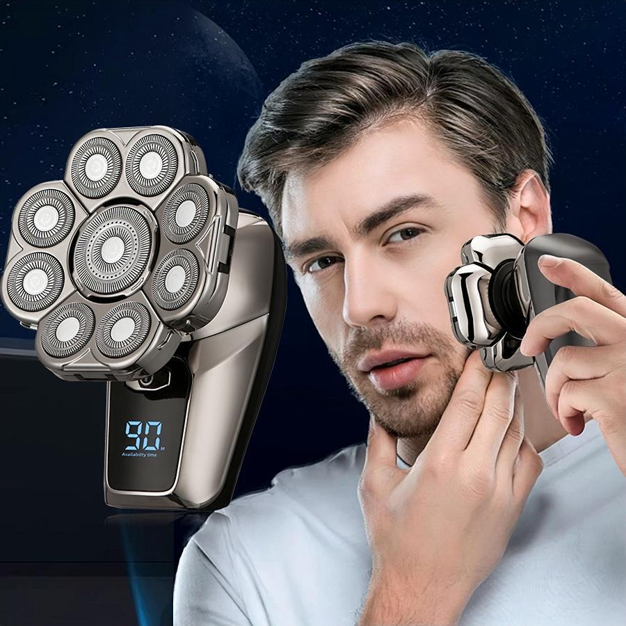 9D Head Shavers for Bald Men, 6-in-1 Electric Razor, Waterproof Wet/Dry, Cordless Rechargeable, LED Display