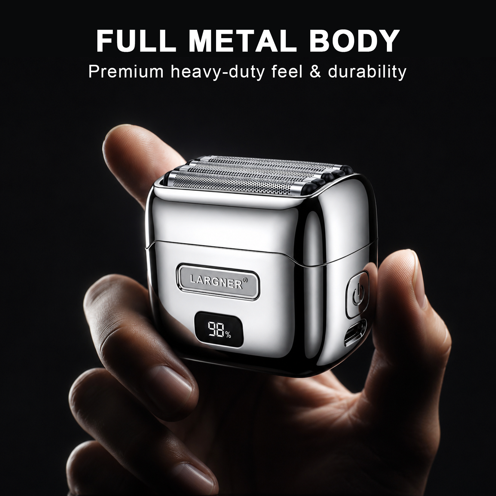 LARGNER Magnetic Levitation Motor Professional Foil Shaver - Men's Electric Shaving Tool with LED Display & Portable Travel Case, Model L26