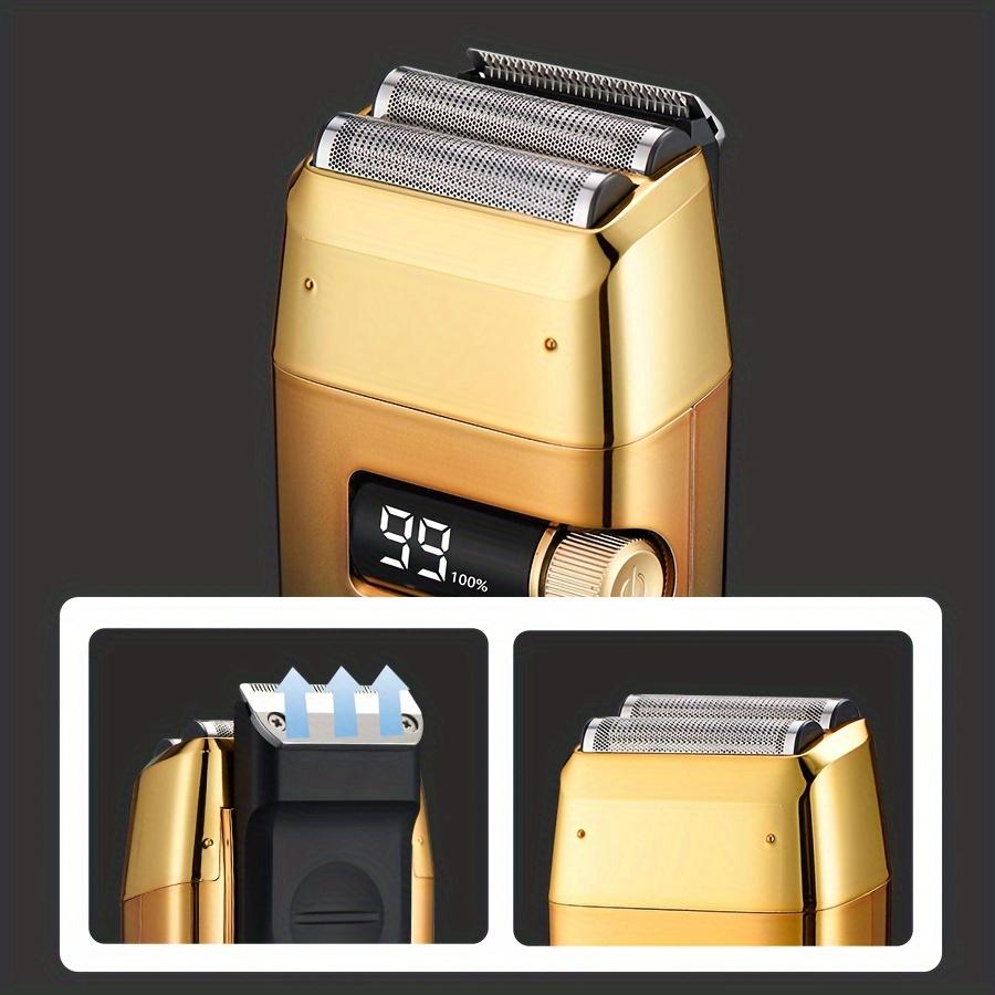 Bald Shaver for Men Shavers for Men 2 in1 Barber Shaver with Precision Trimmer 3-Speed Electric Razor with LED Digital Display Stainless Steel (Gold)