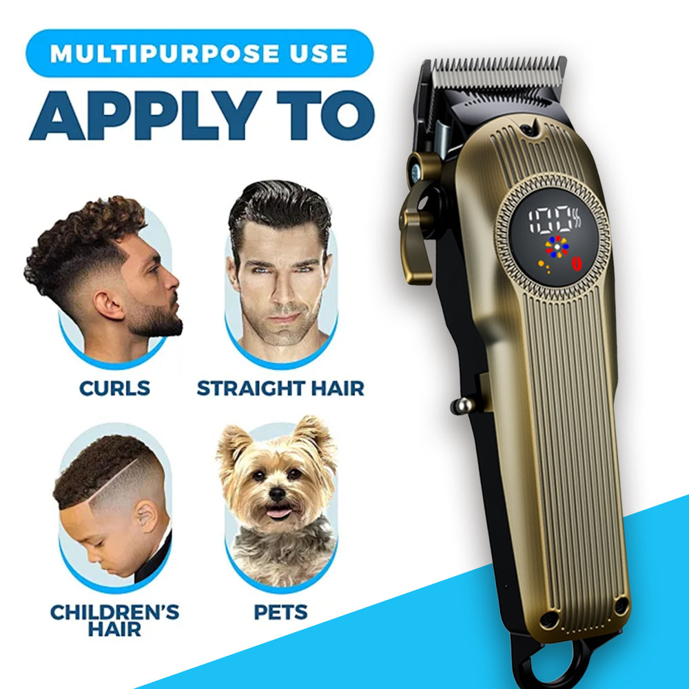 Professional 2-in-1 Hair Clipper and T-Blade Trimmer Set – Cordless Grooming Kit with Digital LED Display and Complete Guide Combs