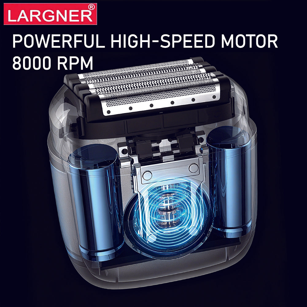 LARGNER Men's Mini Travel Shaver, USB-C Rechargeable Electric Shaver, 60 Minutes of Battery Life, Removable Washable Head, Wet and Dry Use, Portable Care Kit