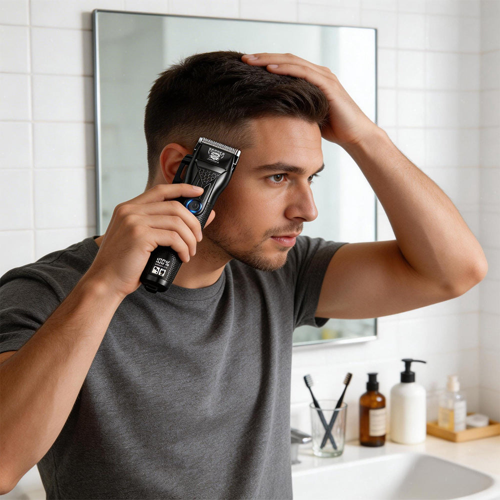 LARGNER Professional Cordless Hair Clipper – High-Performance Barber Grooming Tool with LED Battery Display and Complete Accessory Kit