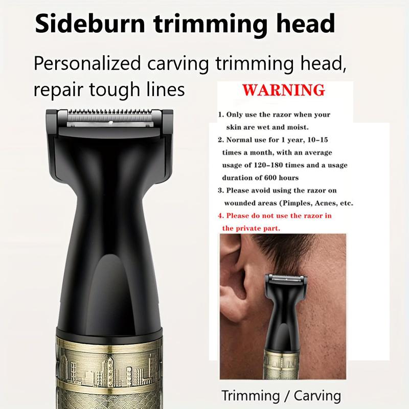 3-in-1 Precision Hair Cutting Machine- T-Blade Clipper and Wireless Beard Trimmer with USB Charging, Nose Hair Trimmer