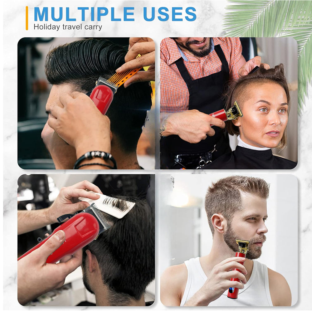 LARGNER Hair Clipper & Shaver with Ceramic T Blades, 1200mAh Cordless Rechargeable Haircutting Set, Includes 10 Men's Guide Combs, Ideal Father, Husband and Boyfriend Gift