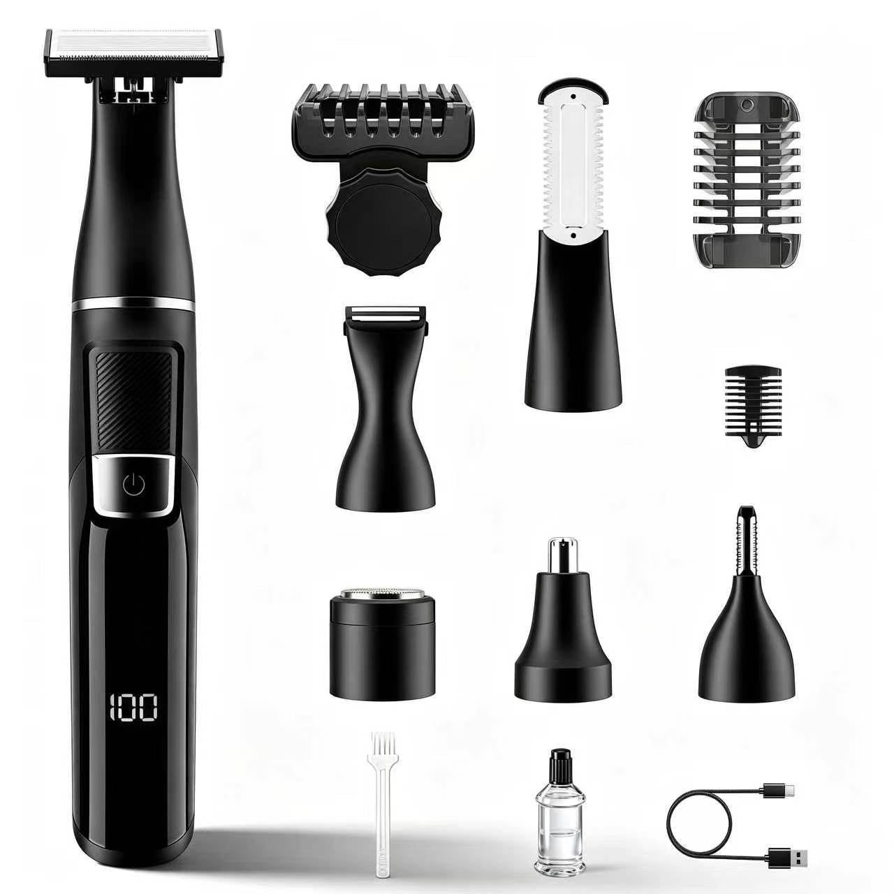 LARGNER Professional All-in-One Grooming Kit – Multi-Functional Electric Trimmer with LED Display and Versatile Attachments
