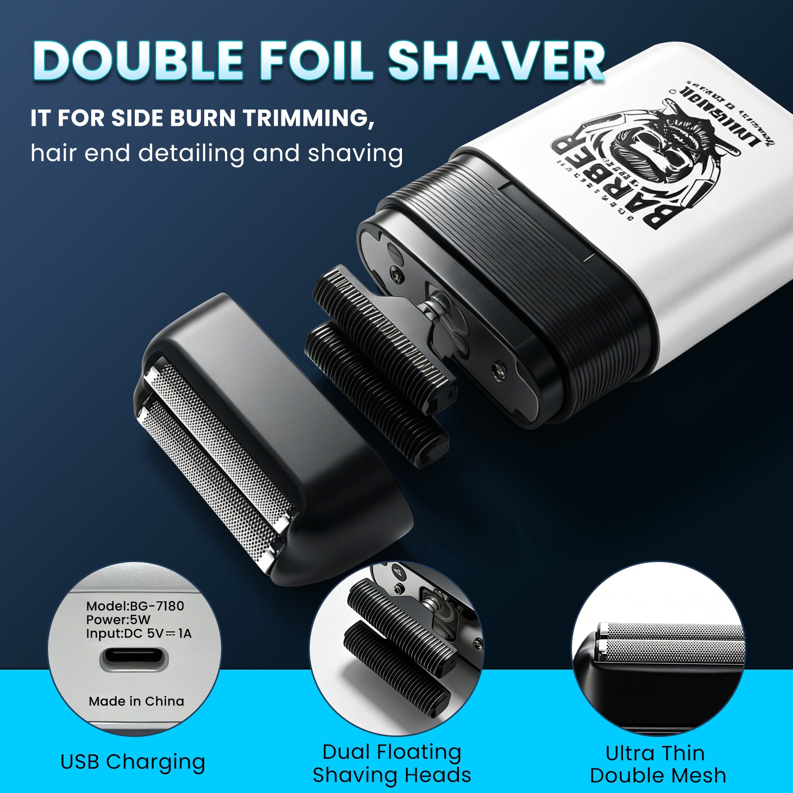 LARGNER Professional Hair Clippers for Men, Cordless Barber Clipper & Edger Set, White Mens Grooming Kit with Foil Shaver & Nose Trimmer, LED Display, Haircut Tools, Gifts for Dad
