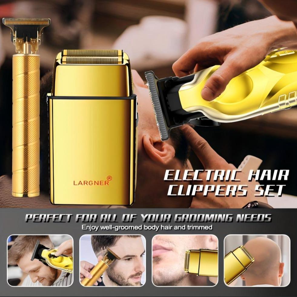 Hair Clippers for Men, Beard Trimmer and Electric Shaver Set, Professional Rechargeable Cordless Barber Hair Cutting Tools Grooming Kit
