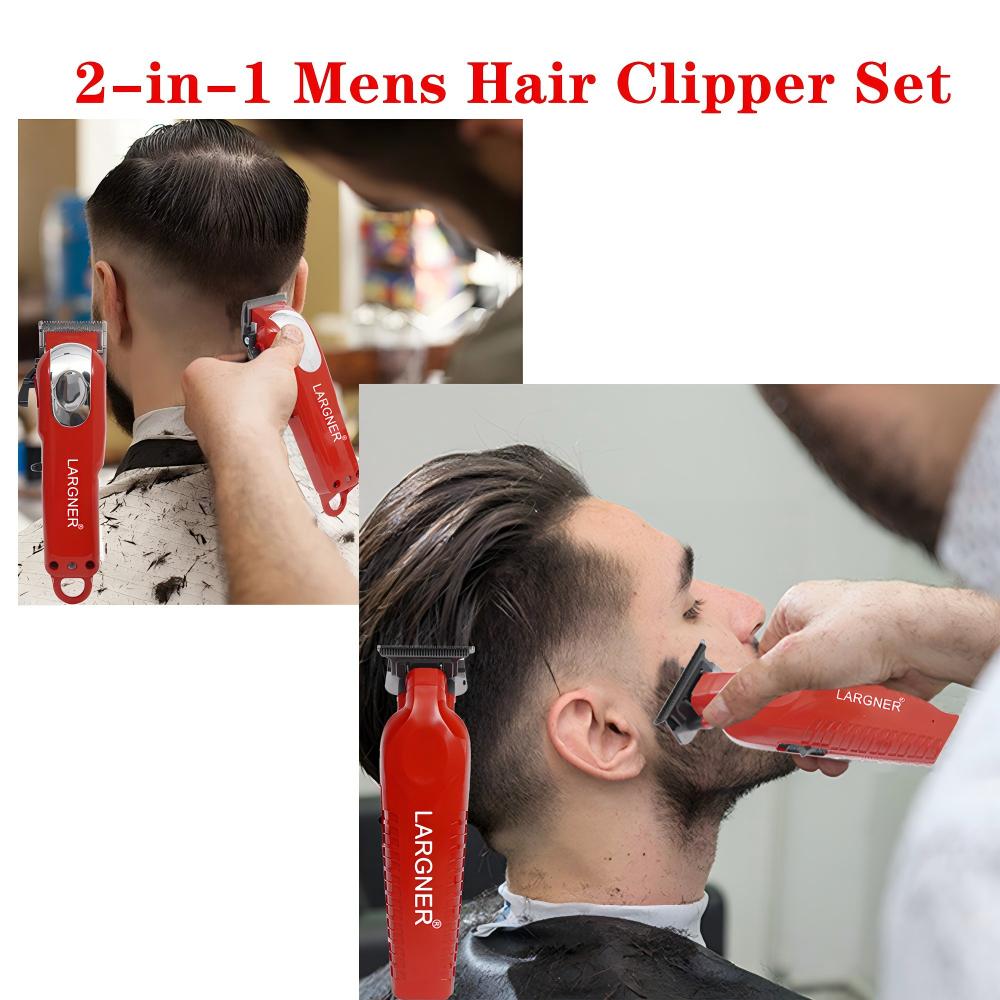 3-in-1 Barber Bundle | Pro Clipper, DLC T-Shaper Trimmer & Crunch Foil Shaver | Professional Beard Trimmer Men’s Hair Clipper Kit | Red