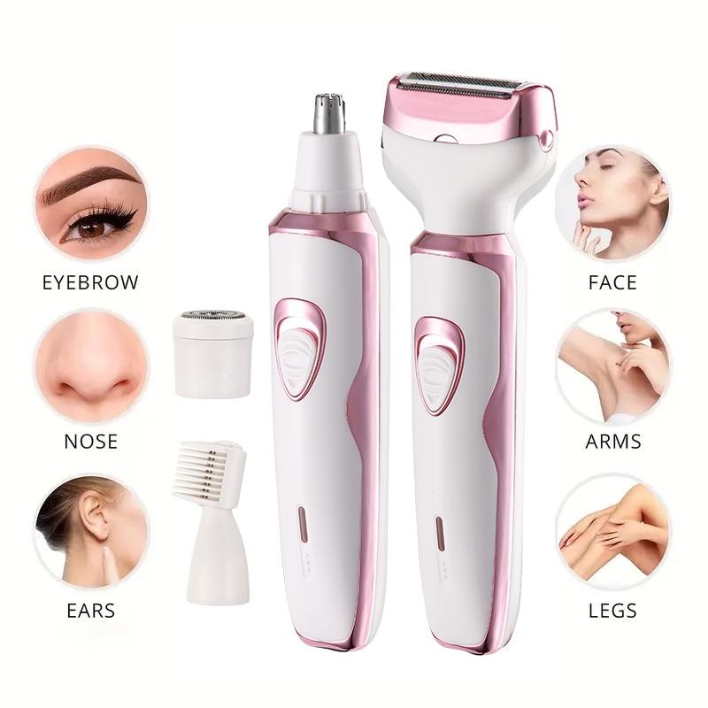 Electric Razor for Women 4 in 1 Rechargeable Painless Body Razors and Facial Hair Remover for Bikini Leg Body Face Underarm
