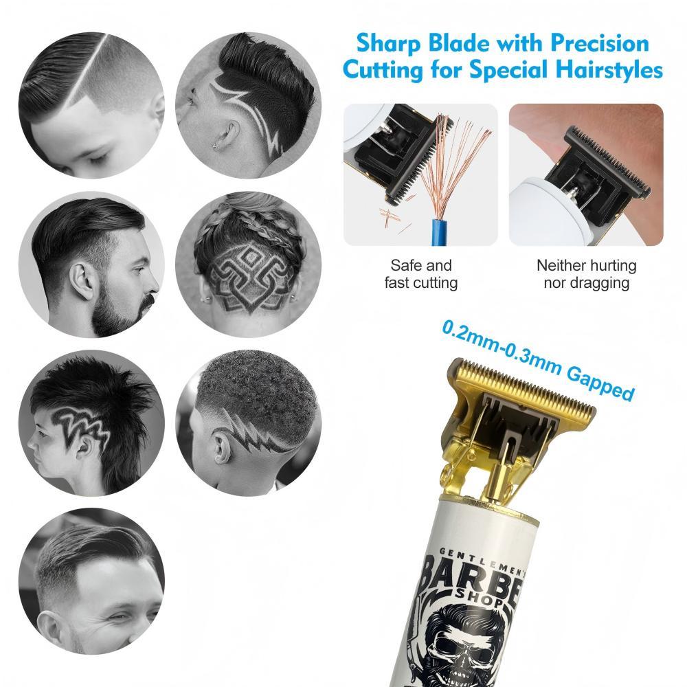 Electric Clippers Barber Grooming Kit Rechargeable Cordless Close Cutting T-Blade Trimmer Hair Clippers for Men Zero Gapped Detail Beard Shaver