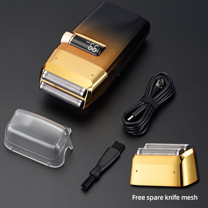 Bald Shaver for Men Shavers for Men 2 in1 Barber Shaver with Precision Trimmer 3-Speed Electric Razor with LED Digital Display Stainless Steel (Gold)