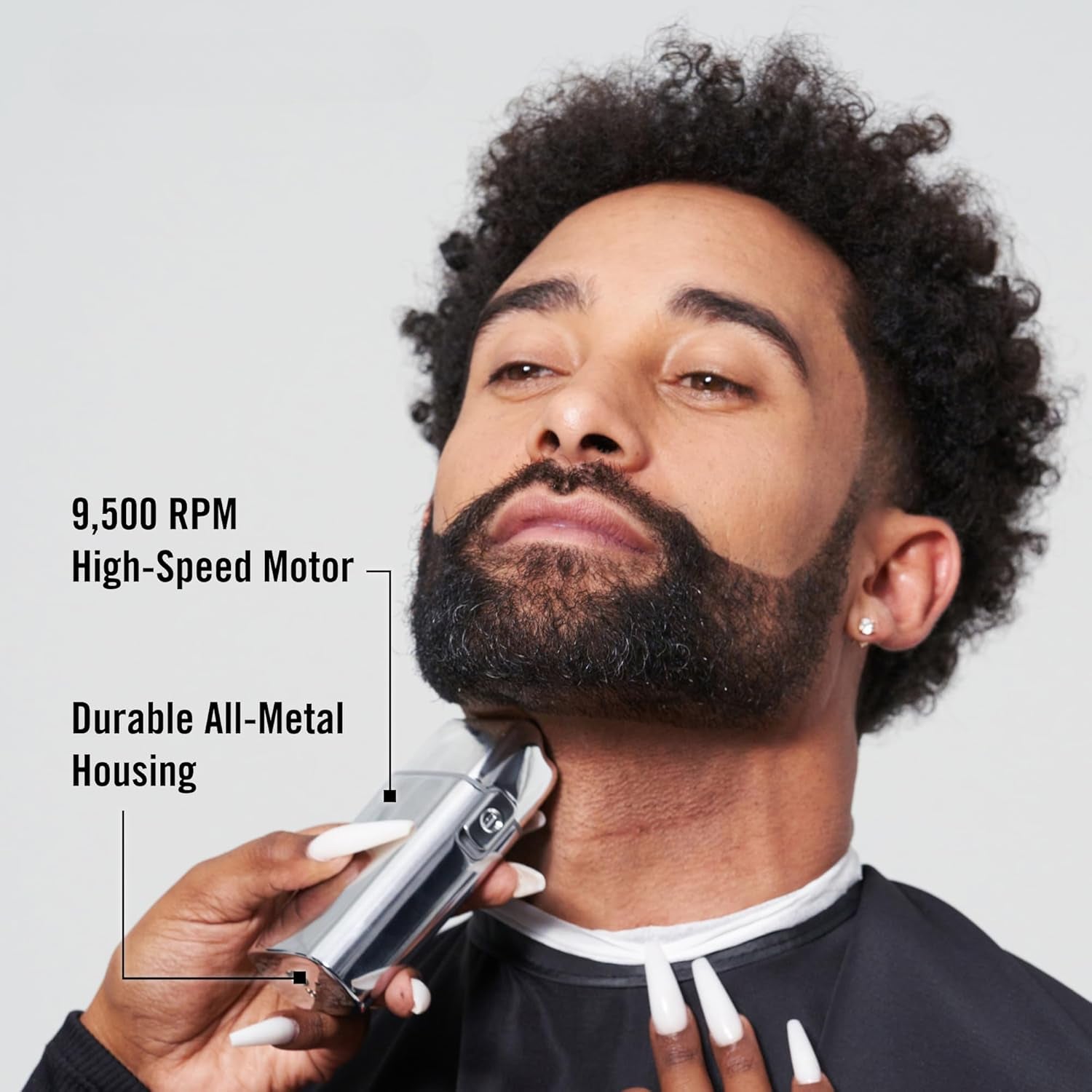LARGNER Professional Foil Shaver – Cordless Electric Barber Shaver with Metallic Finish, LED Power Display, and Protective Cap