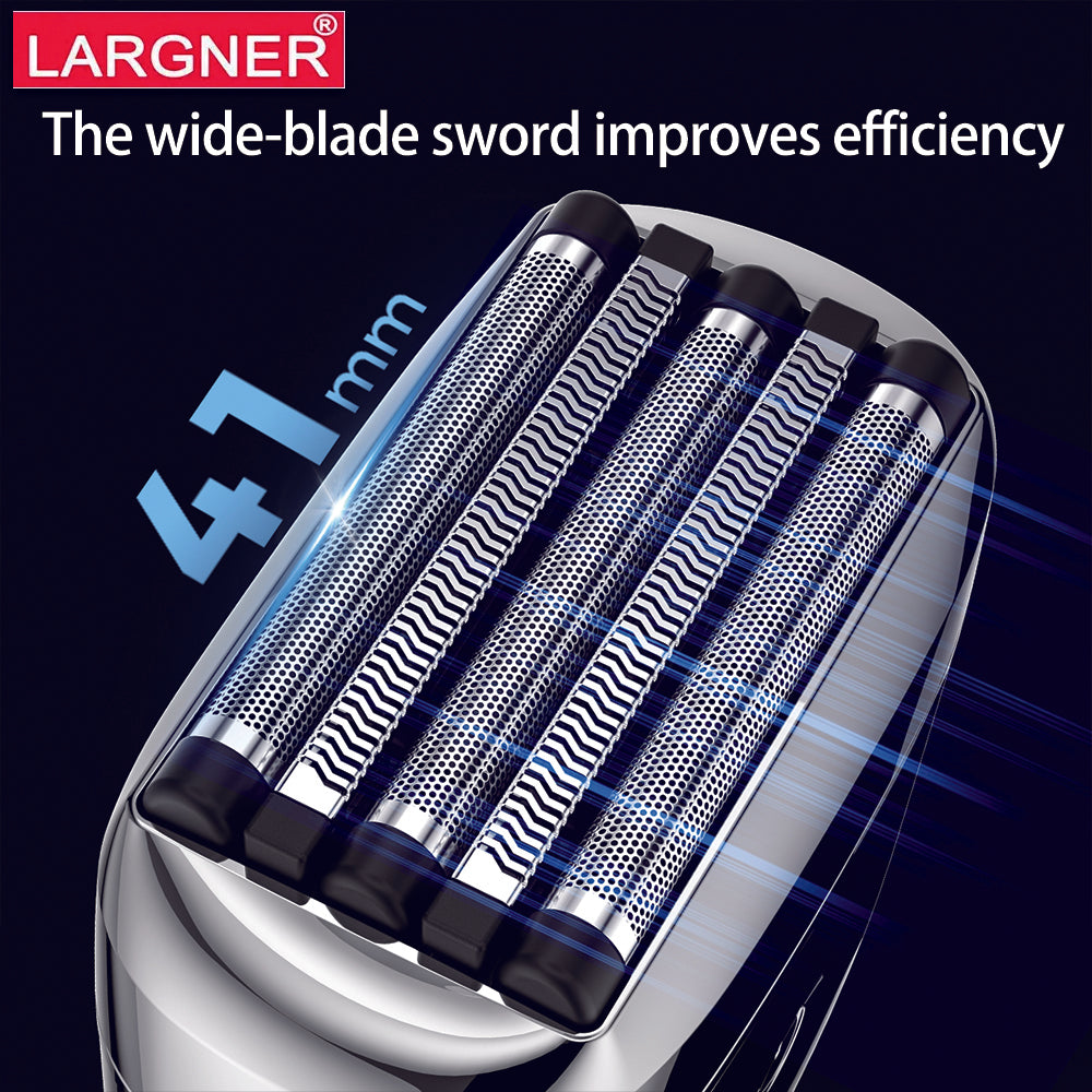 LARGNER Men's Mini Travel Shaver, USB-C Rechargeable Electric Shaver, 60 Minutes of Battery Life, Removable Washable Head, Wet and Dry Use, Portable Care Kit