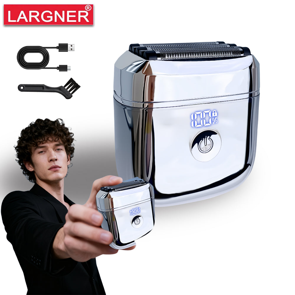 Men's Mini Travel Shaver, USB-C Rechargeable Electric Razor, 60-Minute Battery Life, Detachable Washable Head, Dry & Wet Use, Portable Grooming Kit