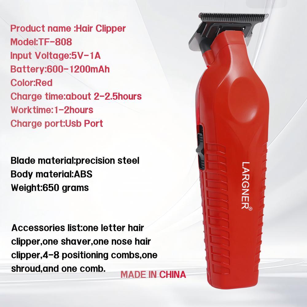 Vader Trimmer & Crunch Foil Shaver Barber Haircutting Kit | Professional DLC T-Blade Beard Trimmer ST3778 & STF602 Waterproof IPX6 Shaver Set | Red