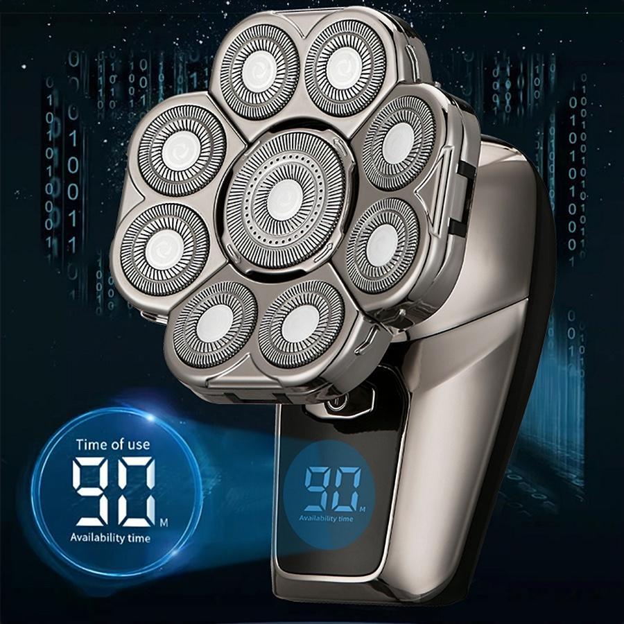 9D Head Shavers for Bald Men, 6-in-1 Electric Razor, Waterproof Wet/Dry, Cordless Rechargeable, LED Display