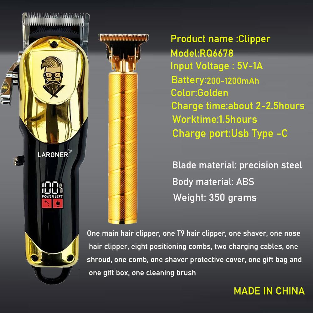 Hair Clippers for Men Professional, Cordless Beard Trimmer & Electric Razor Shavers for Men, Rechargeable 8 Piece Barber Hair Cutting Kit LED Display Men's Grooming Kit
