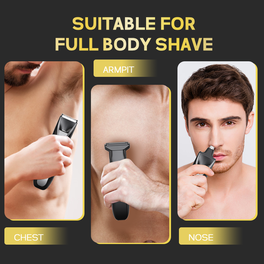 LARGNER Multi-Functional Grooming Kit – 3-in-1 Cordless Electric Trimmer, Nose Hair Clipper, and Shaver Set with Charging Base