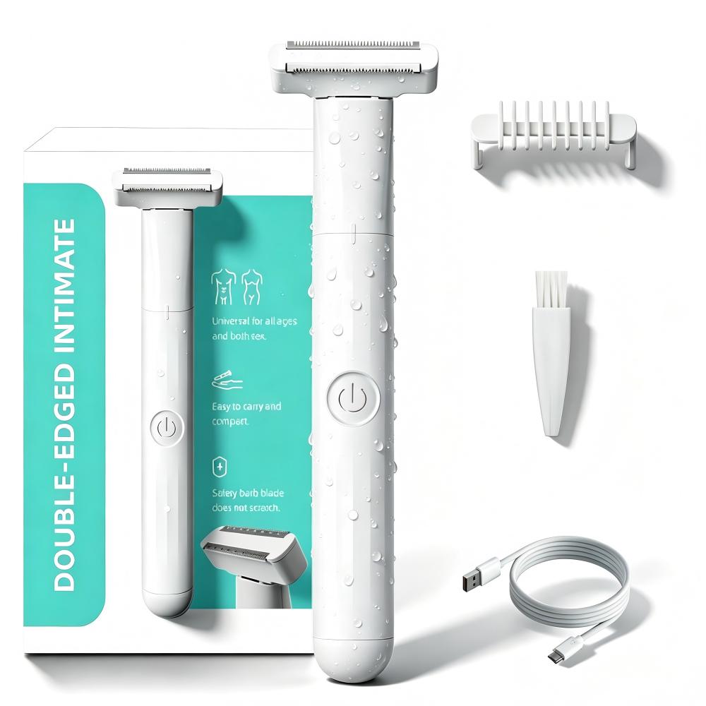 All-Age Electric Body Groomer – Double-Edged Intimate Trimmer for Sensitive Areas, Waterproof Cordless Design with Precision Guard
