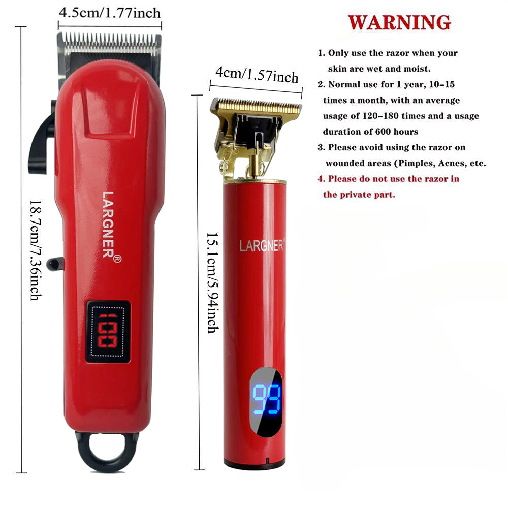 LARGNER Hair Clipper & Shaver with Ceramic T Blades, 1200mAh Cordless Rechargeable Haircutting Set, Includes 10 Men's Guide Combs, Ideal Father, Husband and Boyfriend Gift