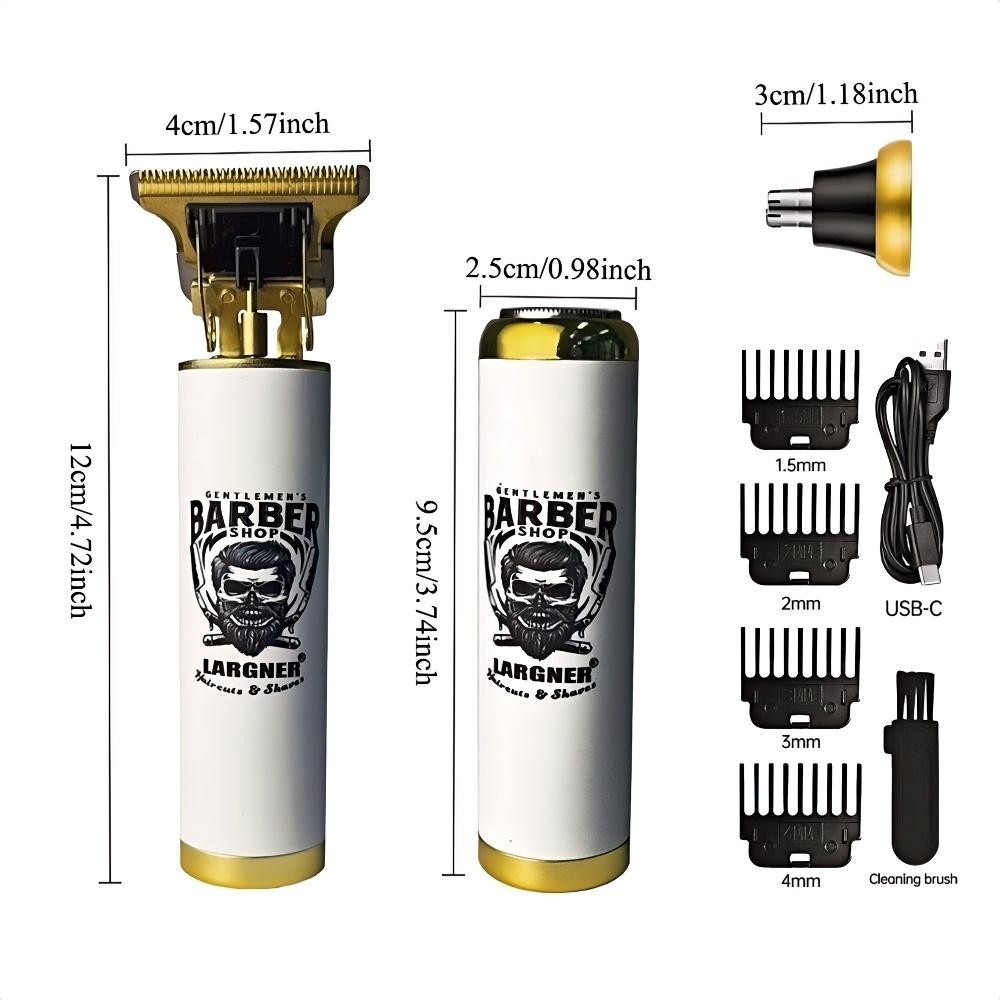 Men's 3-in-1 Electric Beard Trimmer with Quiet Noise, 60-Minute Battery Life, Washable Head, USB Rechargeable - Great for Trimming Facial and Nose Hair - Includes Sideburns and Nose Trimmer