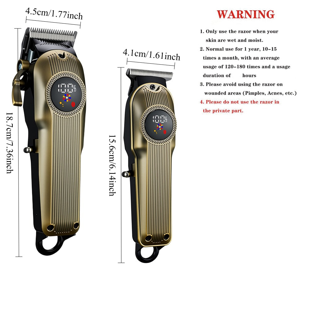 Professional 2-in-1 Hair Clipper and T-Blade Trimmer Set – Cordless Grooming Kit with Digital LED Display and Complete Guide Combs