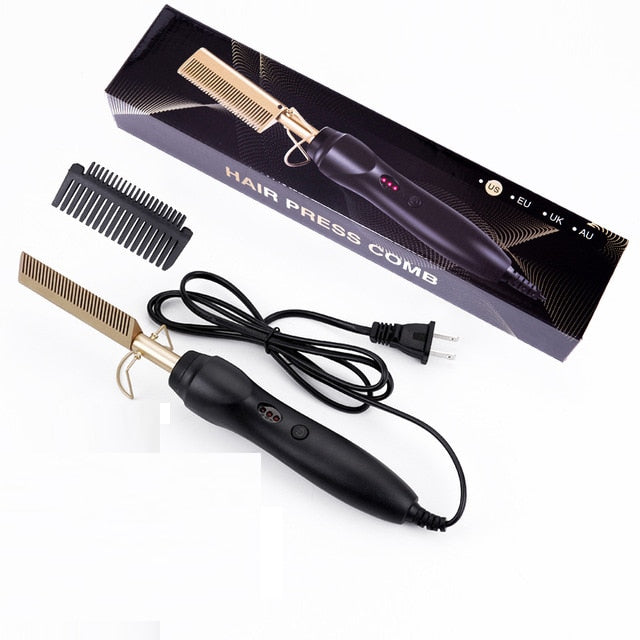 2 in 1 Hot Comb Straightener Electric Hair Straightener Hair Curler Wet Dry Use Hair Flat Irons Hot Heating Comb For Hair