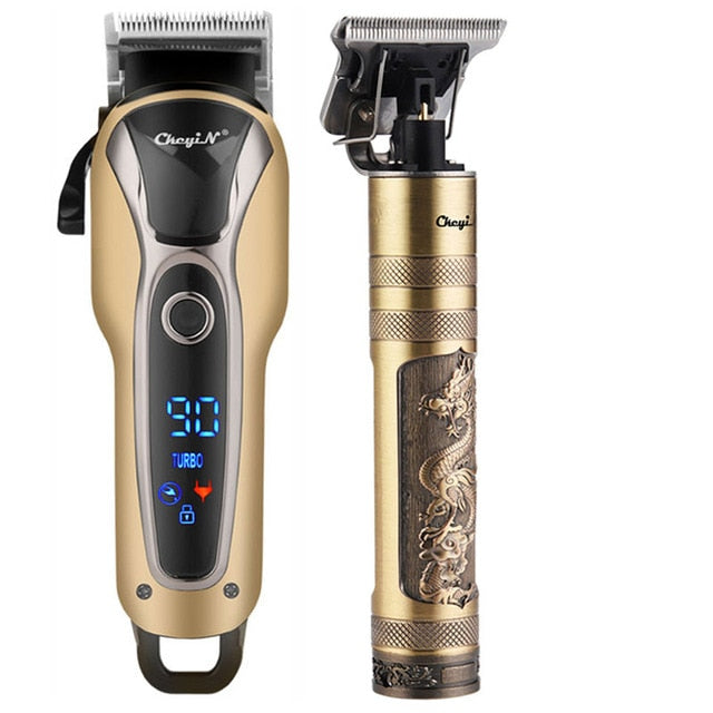 Professional Barber Hair Clipper Rechargeable Electric T-Outliner Finish Cutting Machine Beard Trimmer Shaver Cordless Corded