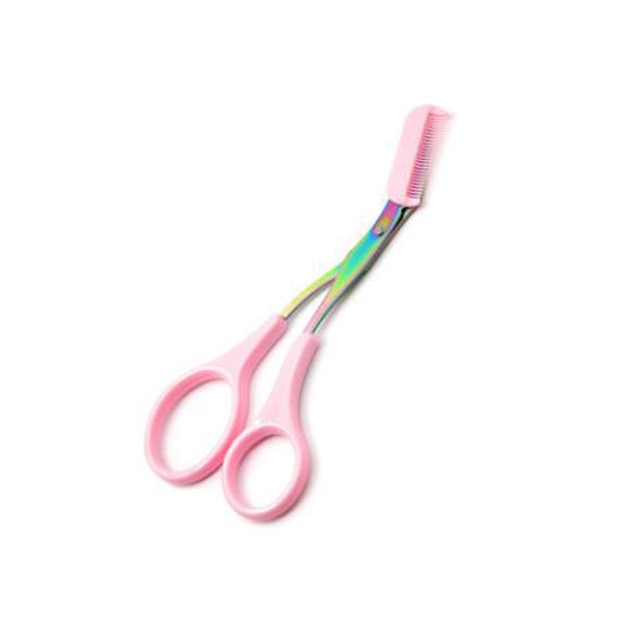 Eyebrow Trimmer Scissors Stainless Steel Washable Shaver With Comb Removable Eyelash Hair Remover Shaver Cutter Color Titanium