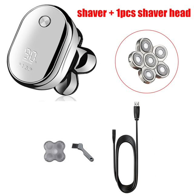 6 Blades Digital Display Rechargeable Electric Shaver Men Hair Beard Trimmer Electric Razor Wet Dry Men Face Shaving Machine