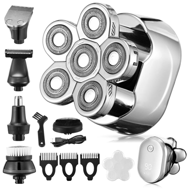 New Style 6 in 1 Rechargeable Electric Shaver 6 Floating Heads Blades Electric Shaver Grooming Kit Shaver For Men USB Charging