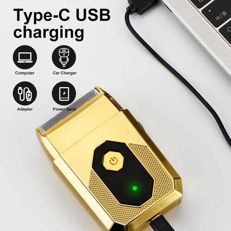Men's electric shaver, USB rechargeable, available in two colors (gold, black), the perfect gift for him