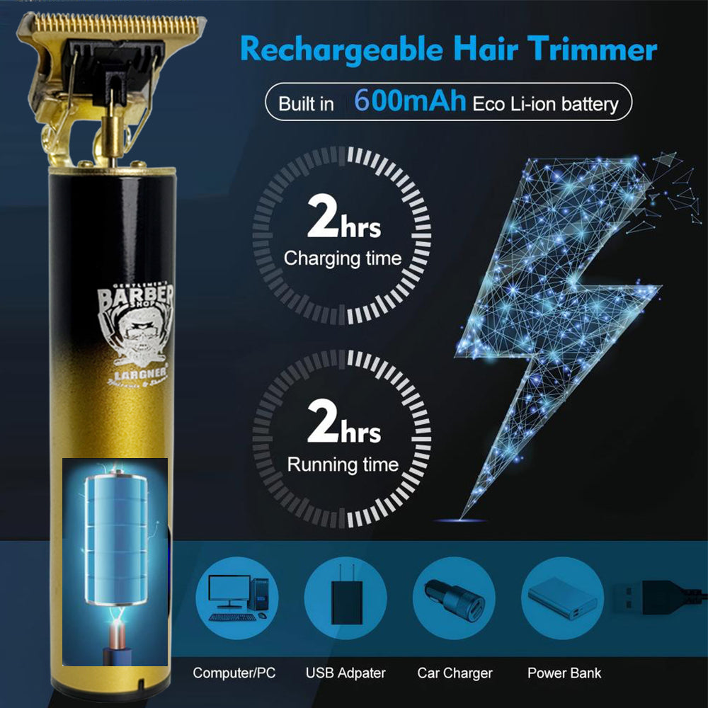 LARGNER - 2 in 1 Professional Men's Hair Clipper Set, Shaver and Men's Facial Grooming Tool, Rechargeable Hair Clipper Kit and Trimming Tool (Black Gold Gradient)
