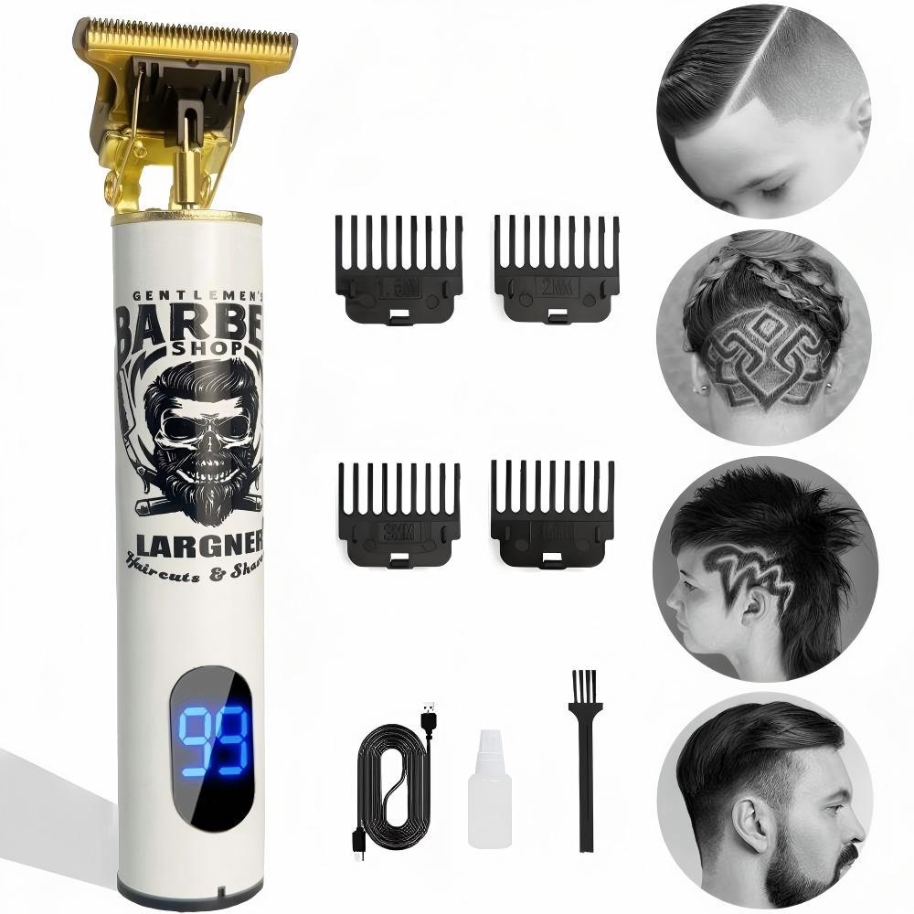 Electric Clippers Barber Grooming Kit Rechargeable Cordless Close Cutting T-Blade Trimmer Hair Clippers for Men Zero Gapped Detail Beard Shaver