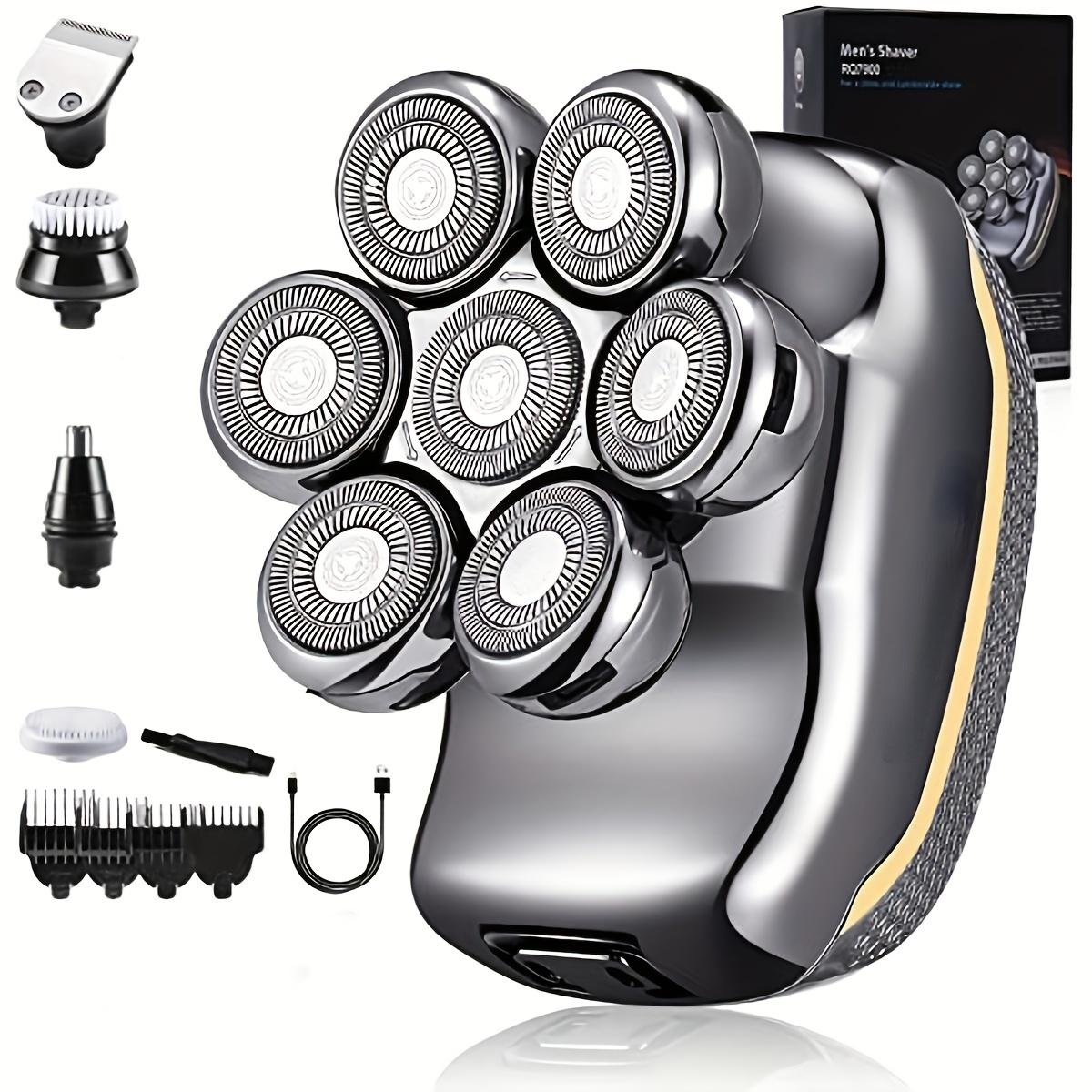 Head Shaver for Bald Man Cordless Electric Shavers, Nose Hair Trimmer,Ear Hair Trimmer - Detachable Heads Shavers for Men Waterproof Mens Razors for Shaving Rechargeable 7D Rotary Head Shaver for Men